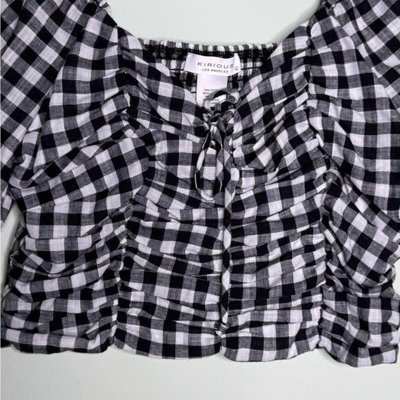 Kirious Los Angeles Black and White Womans Large Checkered Top - Picture 4 of 12